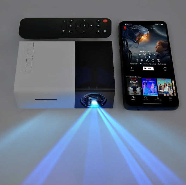 portable projector in use