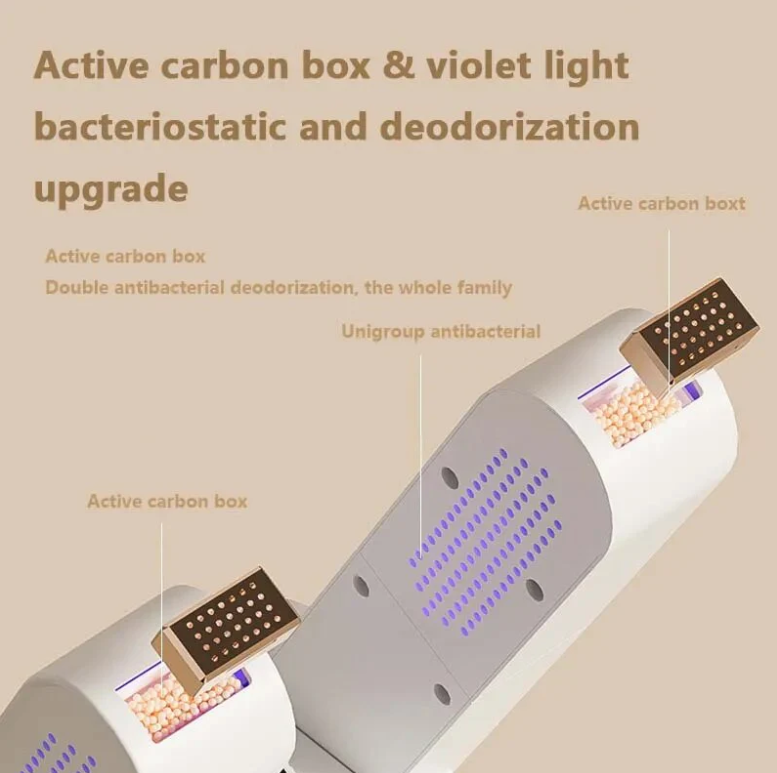 Shoe Dryer Telescopic with Purple Light and Rose Salt Box Active Carbon Box