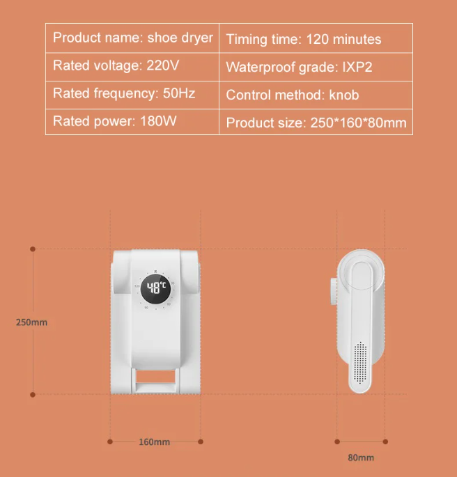 Shoe Dryer Product Size