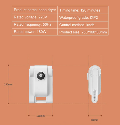 Shoe Dryer Product Size